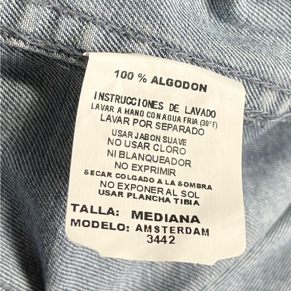 Denim Button Down Shirt Long Sleeve Bad Choices Make Good Stories Western Sz M - Picture 8 of 10